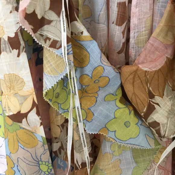 Zimmermann Cream Flutter Sleeve Midi Dress V-Neck - Picture 8 of 10